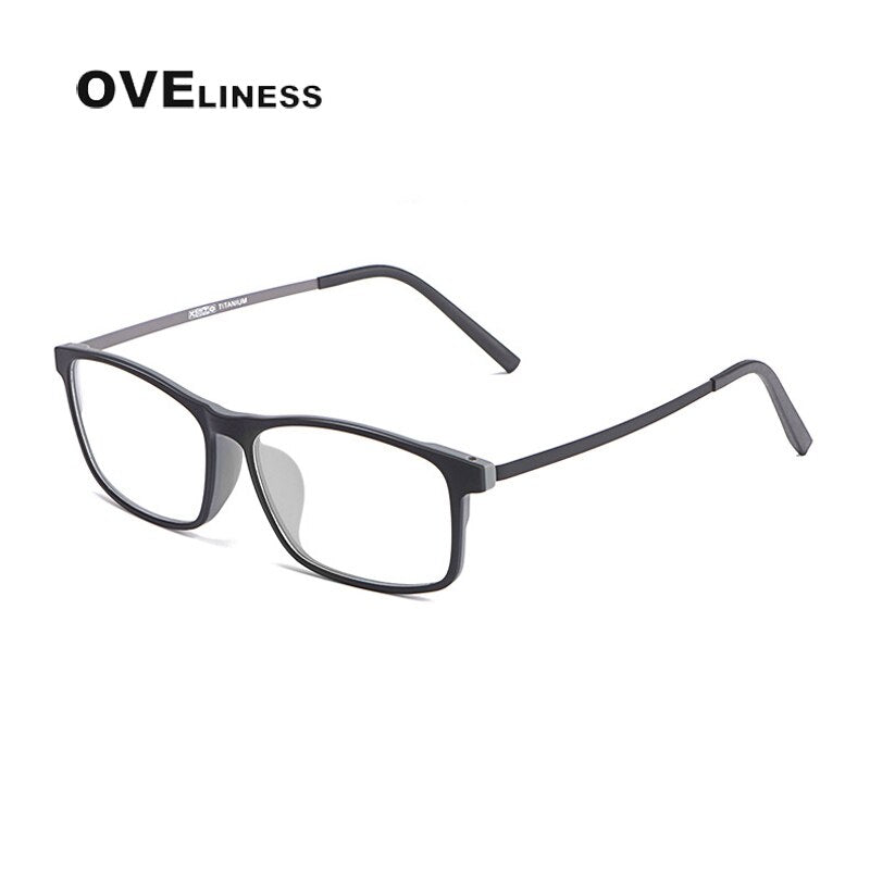 Oveliness Unisex Full Rim Square Ultem Resin Titanium Eyeglasses Ol20p99 Full Rim Oveliness Black Grey  