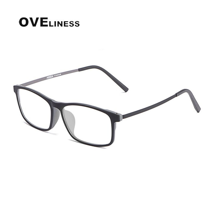 Oveliness Unisex Full Rim Square Ultem Resin Titanium Eyeglasses Ol20p99 Full Rim Oveliness Black Grey  