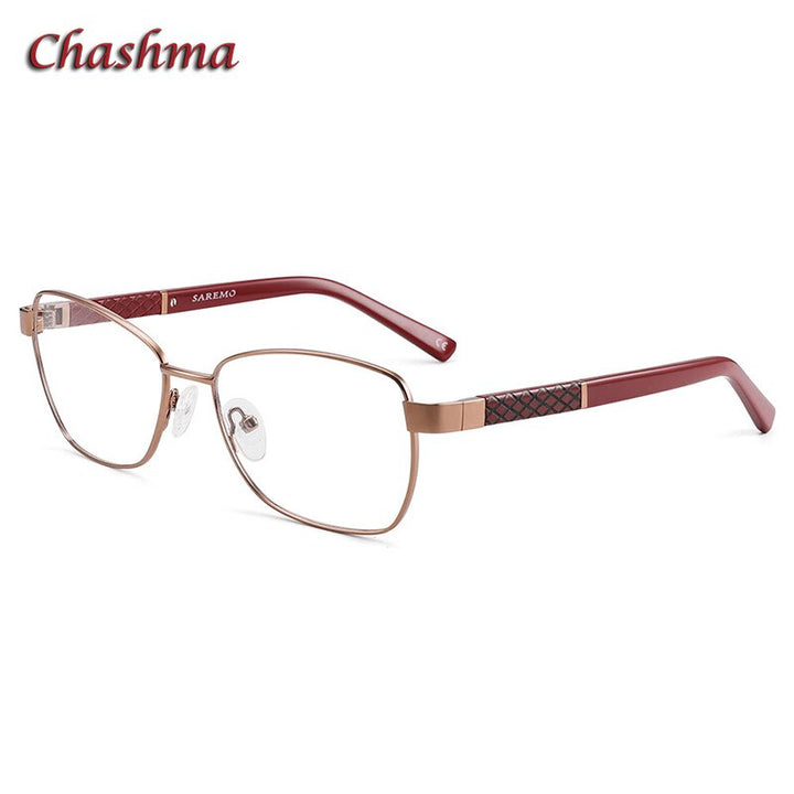Chashma Ochki Women's Full Rim Square Acetate Alloy Eyeglasses 7010 Full Rim Chashma Ochki Wine Red  