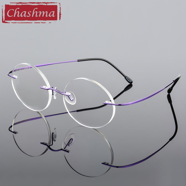 Chashma Ochki Women's Rimless Octagon Polygon Titanium Eyeglasses Slty160161 Rimless Chashma Ochki   