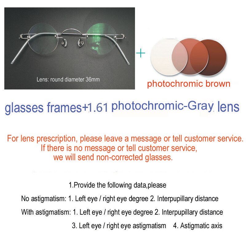 Unisex Handcrafted Rimless Round Eyeglasses Customizable Lenses Rimless Yujo brown China 
