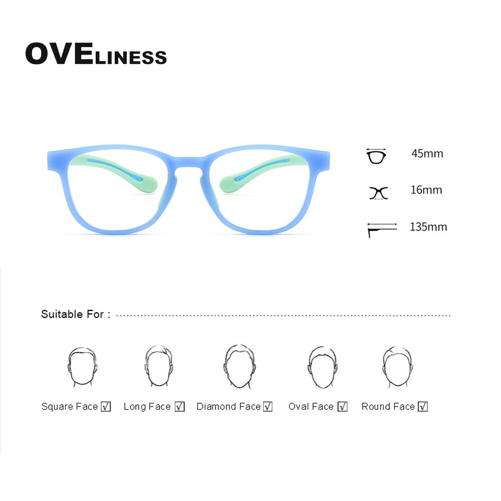 Oveliness Unisex Children's Full Rim Square Tr 90 Titanium Eyeglasses Oltrj06p Full Rim Oveliness   