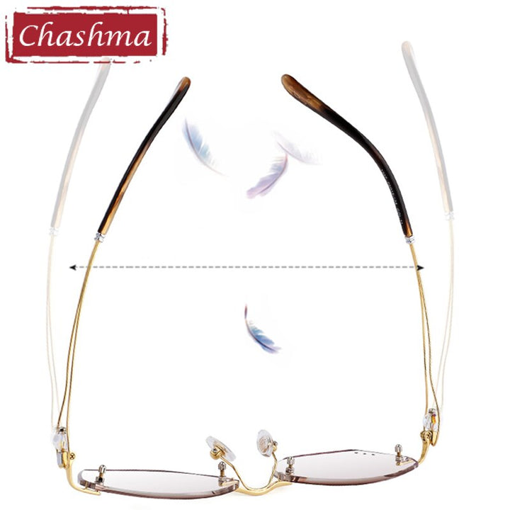 Chashma Ottica Women's Rimless Oval Square Titanium Eyeglasses Tinted Lenses 1337 Rimless Chashma Ottica   