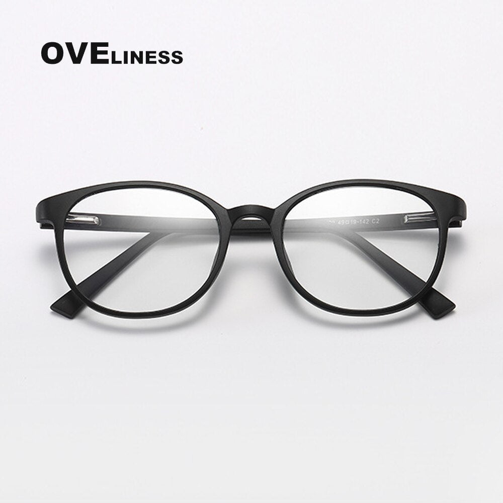 Oveliness Unisex Full Rim Round Square Tr 90 Titanium Eyeglasses 8109 Full Rim Oveliness matt black  
