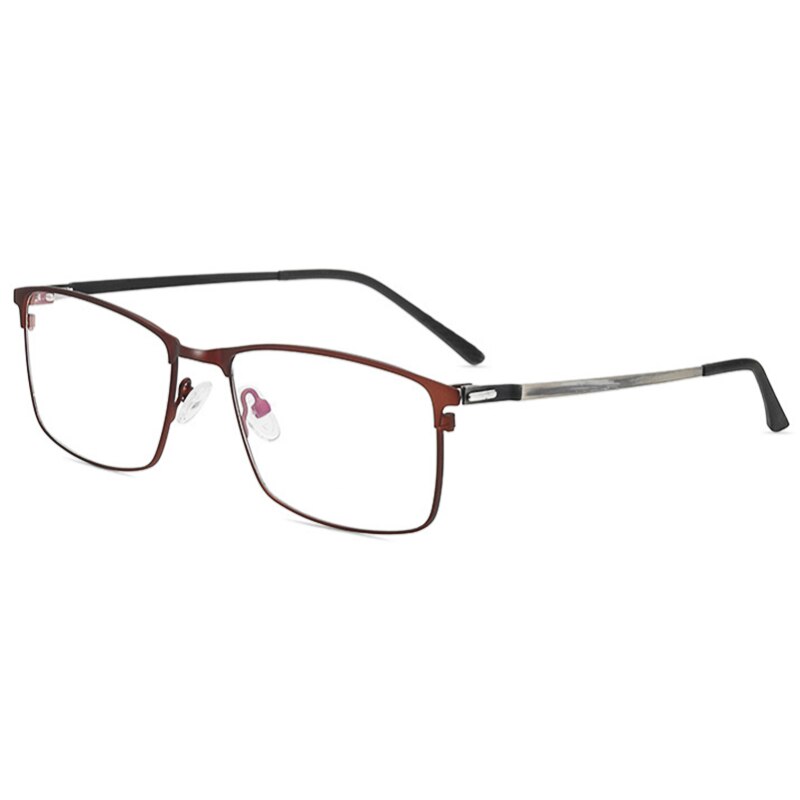 KatKani Men's Full Rim Alloy Square Frame Screwless Eyeglasses 9847 Full Rim KatKani Eyeglasses Brown  
