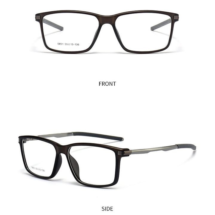 Gmei Men's TR 90 Square Aluminum Magnesium Sport Frame Eyeglasses 5851 Sport Eyewear Gmei Optical C3-DARK GREY  