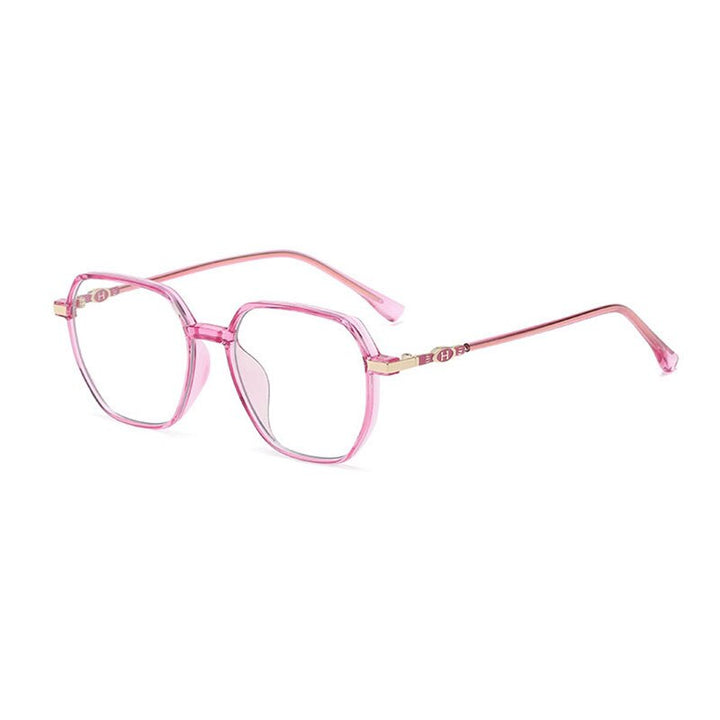 Handoer Unisex Full Rim Polygonal Square Tr 90 Eyeglasses Lk304 Full Rim Handoer Pink  