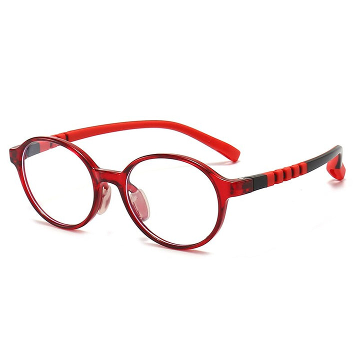 Oveliness Unisex Children's Full Rim Round Tr 90 Silicone Titanium Eyeglasses Trd108 Full Rim Oveliness c2 red  
