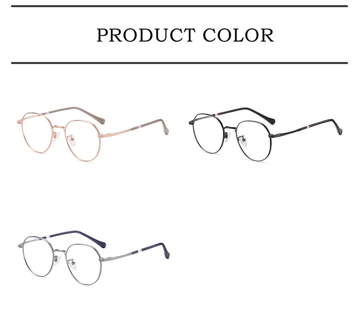 Yimaruili Unisex Full Rim Round Alloy Frame Eyeglasses Y1919 Full Rim Yimaruili Eyeglasses   