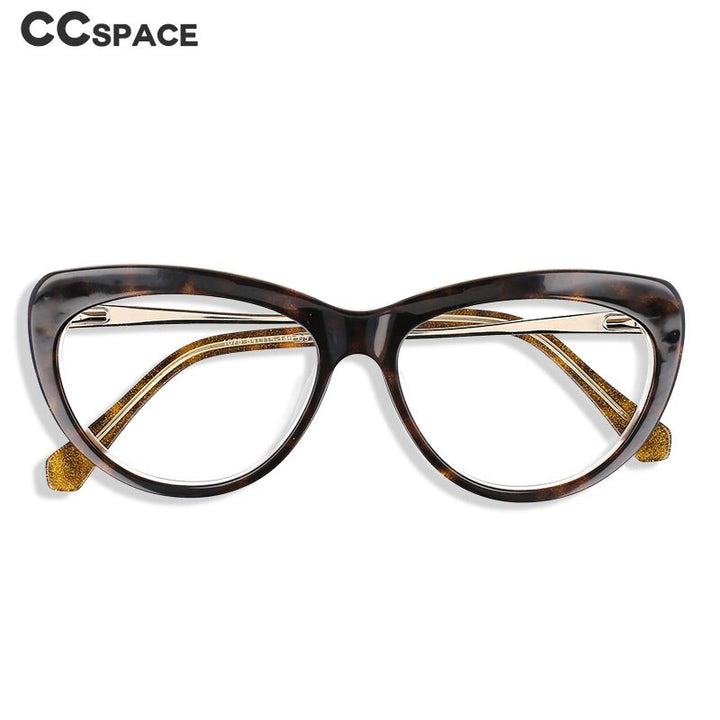 CCSpace Unisex Full Rim Cat Eye Acetate Frame Eyeglasses 51070 Full Rim CCspace   