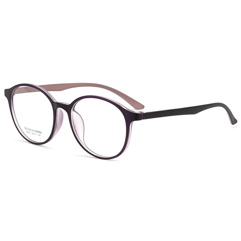 KatKani Unisex Full Rim Round TR 90 Resin Frame Eyeglasses Tr6838 Full Rim KatKani Eyeglasses Purple  