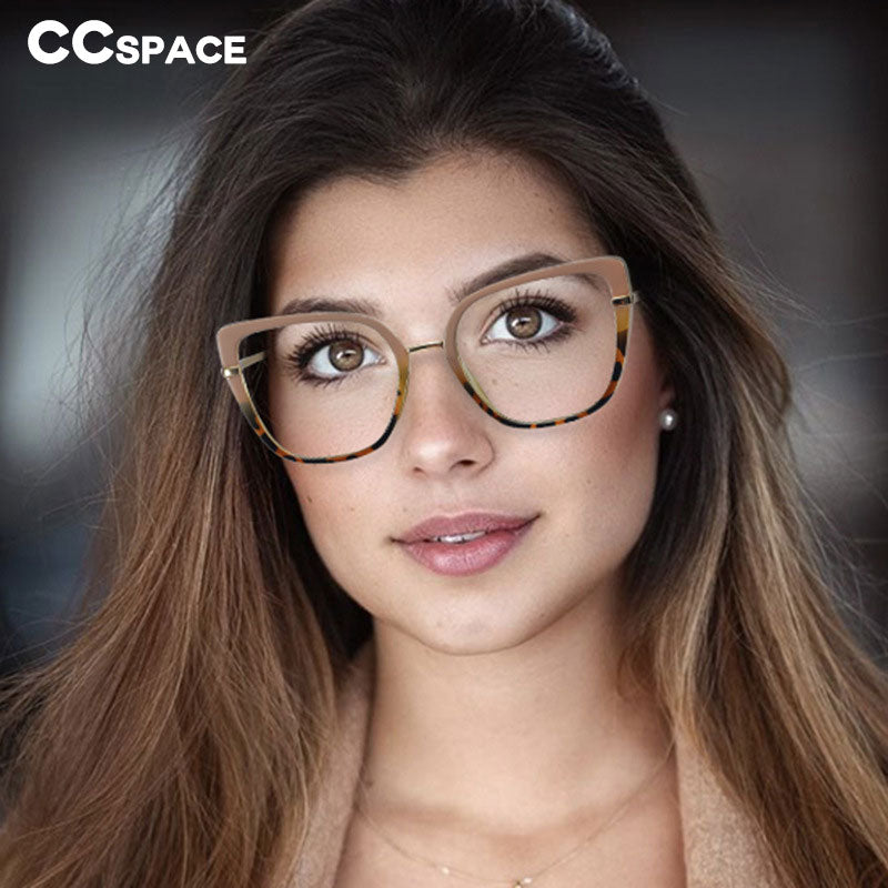 CCspace Women's Full Rim Cat Eye Tr 90 Titanium Frame Eyeglasses 48262 Full Rim CCspace   