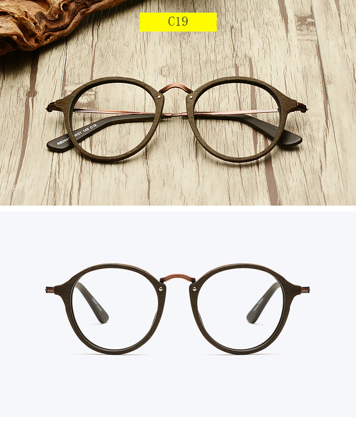 Hdcrafter Unisex Full Rim Round Wood Frame Eyeglasses Rb2447 Full Rim Hdcrafter Eyeglasses   