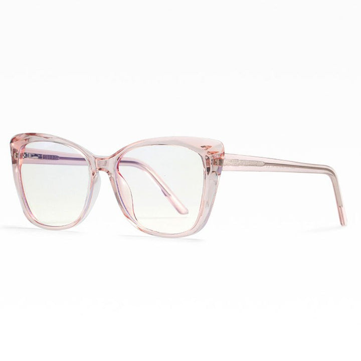 Hotochki Unisex Full Rim Cat Eye TR-90 Resin Frame Eyeglasses 2001 Full Rim Hotochki Transparent Pink C3  