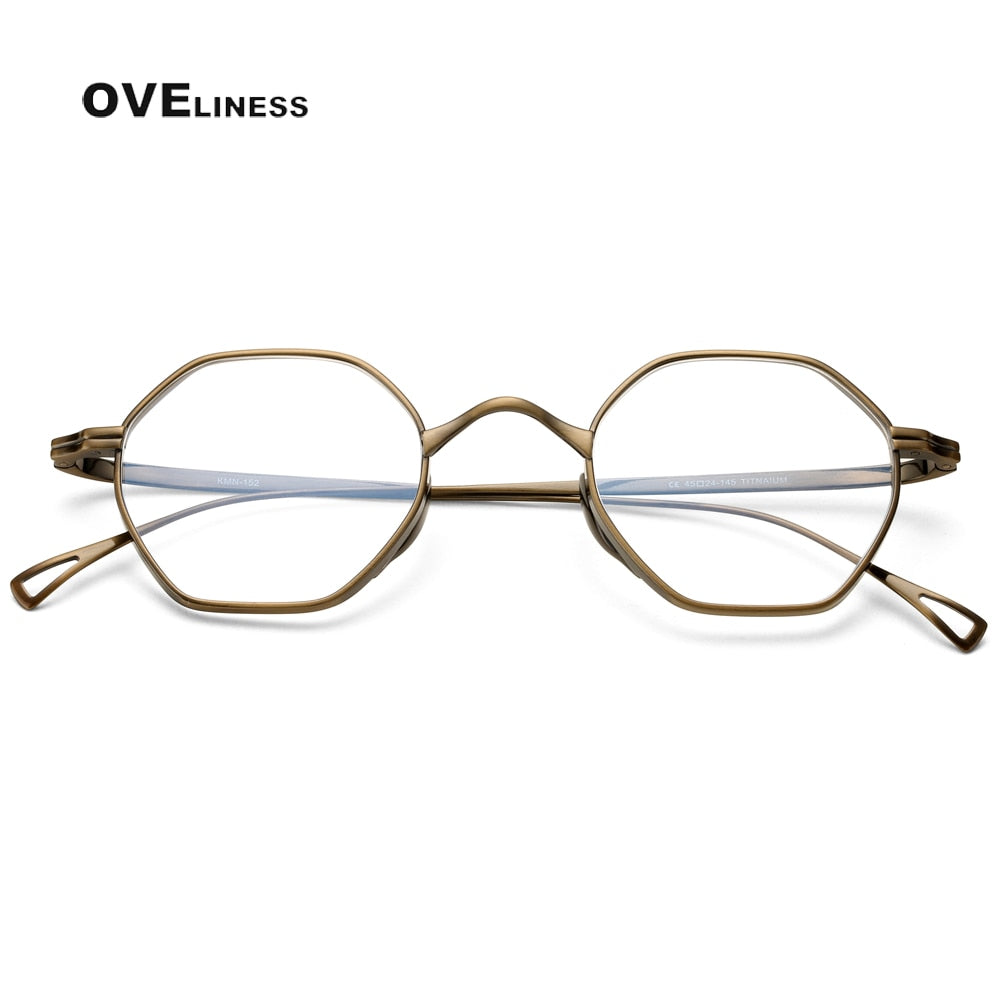Oveliness Unisex Full Rim Irregular Round Titanium Eyeglasses Ol1y52 Full Rim Oveliness Bronze China 
