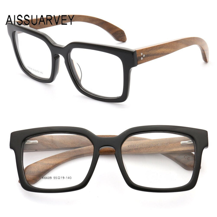 Aissuarvey Acetate Wooden Full Rim Square Frame Unisex Eyeglasses K6609 Full Rim Aissuarvey Eyeglasses K6609-C6 CN 