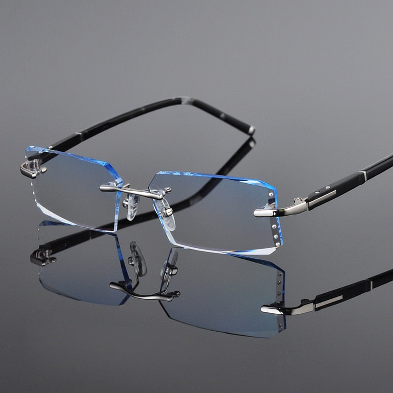 Reven Jate R58003 Alloy Rimless Diamond Cutting Man Glasses Frame Eyeglasses Men Eyewear Rimless Reven Jate silver  