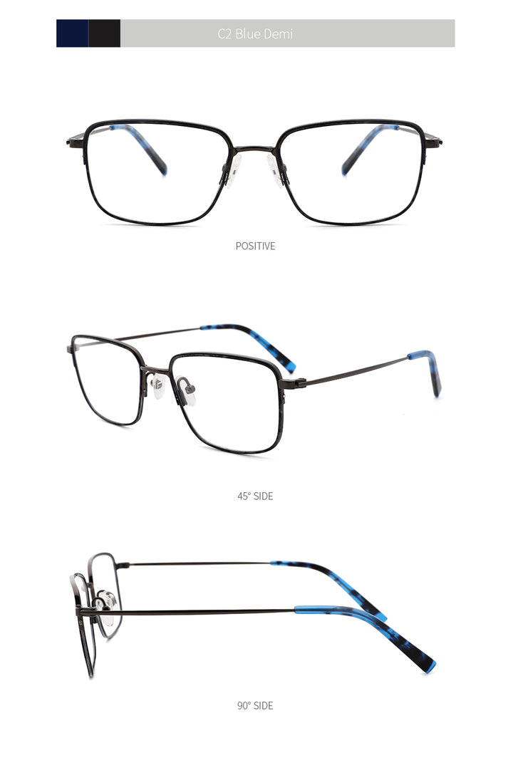 Kansept Men's Full Rim Square Stainless Steel Frame Eyeglasses Mt9003 Full Rim Kansept   