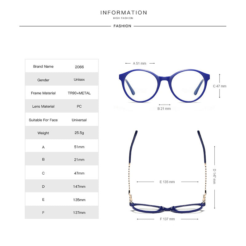 Hotochki Unisex Full Rim Round TR-90 Resin Metal Frame Eyeglasses 2066 Full Rim Hotochki   