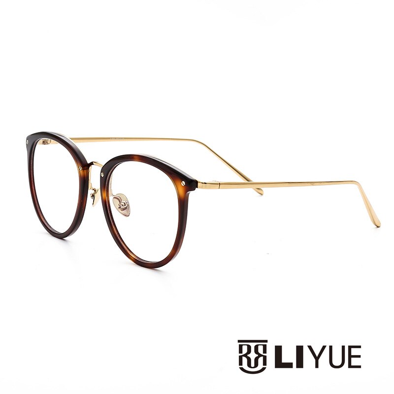 Oveliness Unisex Full Rim Round Alloy Acetate Eyeglasses 251 Full Rim Oveliness tortoise  