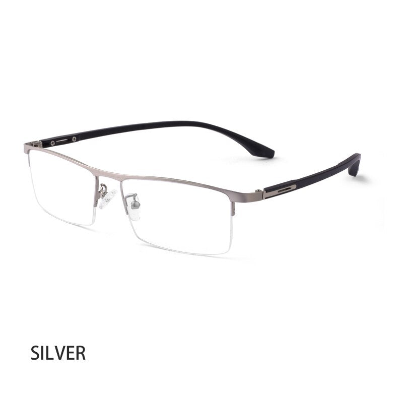 Hotochki Unisex Semi Rim Alloy Frame Eyeglasses P9001 Semi Rim Hotochki Silver  