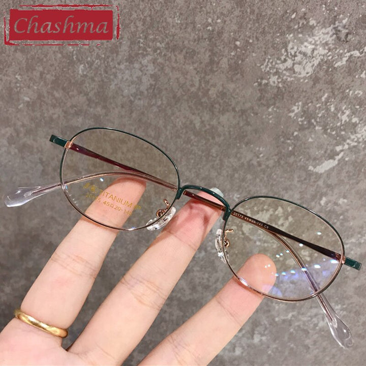 Unisex Oval Titanium Frame Ultra Thin Eyeglasses 20175 Frame Chashma   