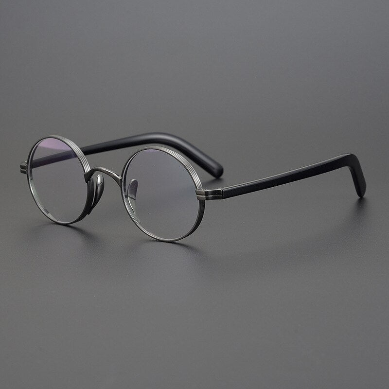 Gatenac Unisex Full Rim Round Acetate Titanium Frame Eyeglasses GXYJ350 Full Rim Gatenac 2  
