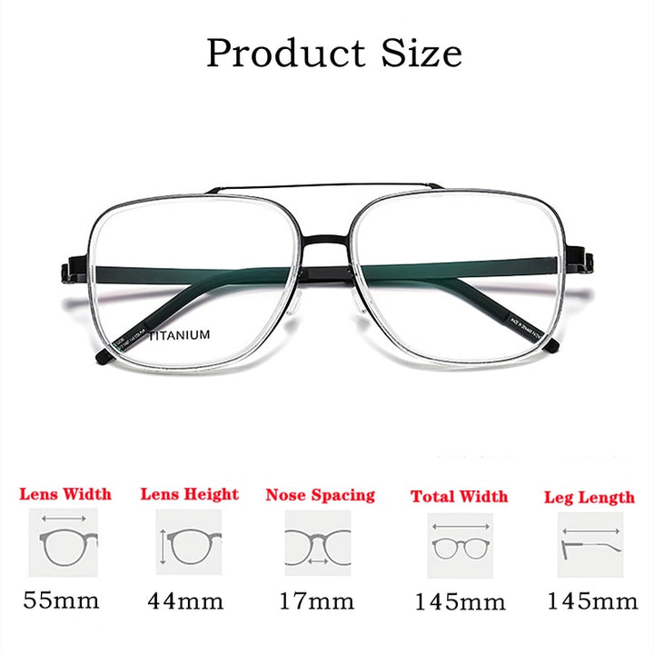 Yimaruili Unisex Full Rim Square Titanium Frame Eyeglasses Y9744 Full Rim Yimaruili Eyeglasses   