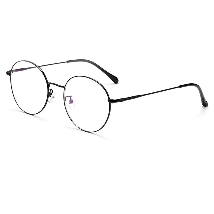 Yimaruili Unisex Full Rim β Titanium Round Frame Eyeglasses 6621X Full Rim Yimaruili Eyeglasses Black  