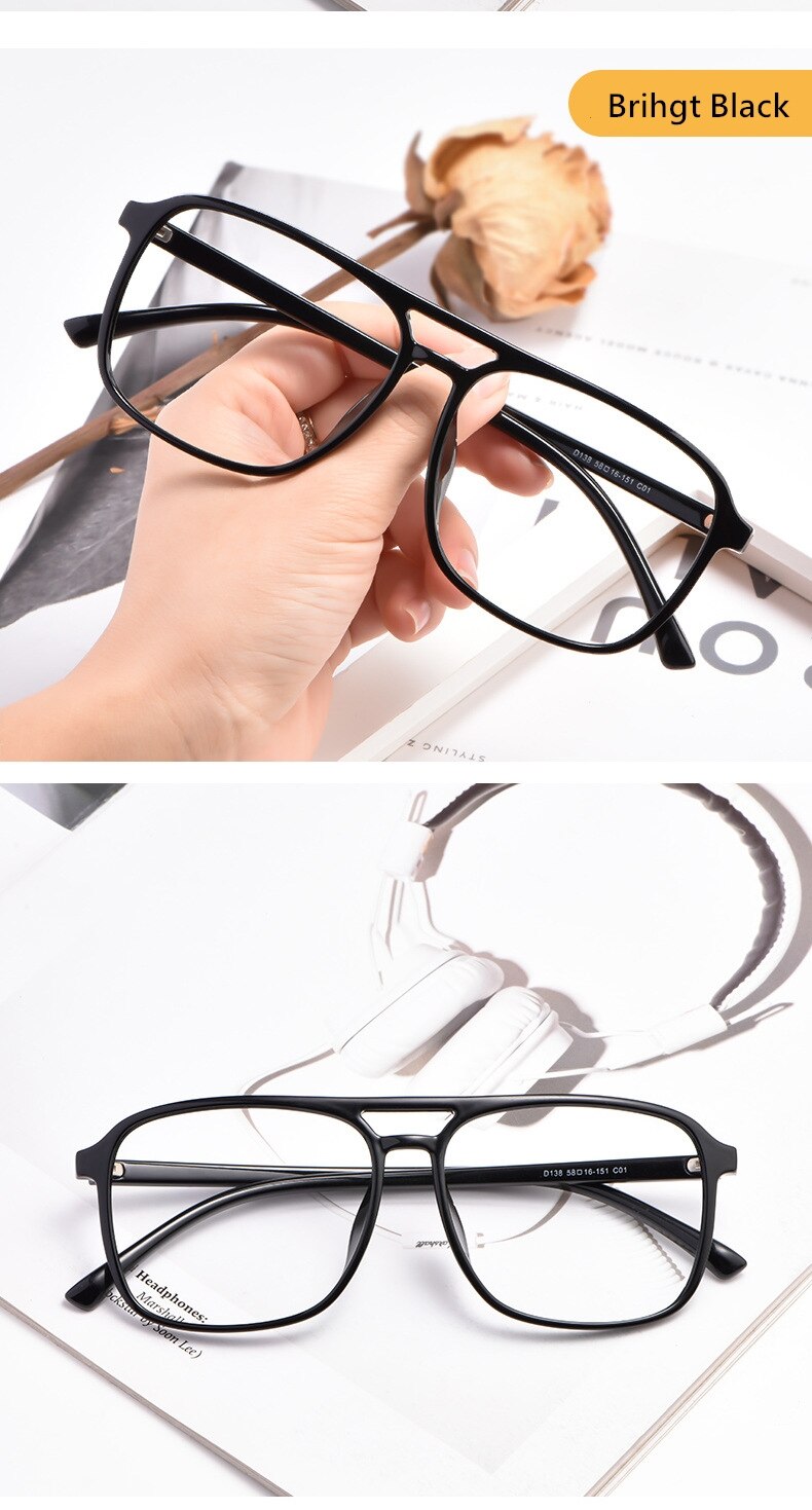 Yimaruili Unisex Full Rim TR 90 Resin Double Bridge Frame Eyeglasses D138 Full Rim Yimaruili Eyeglasses   