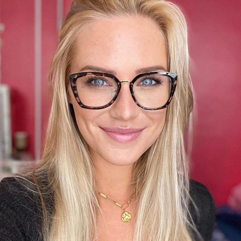 Hotony Women's Full Rim Cat Eye TR 90 Resin Alloy Frame Eyeglasses 95632 Full Rim Hotony   