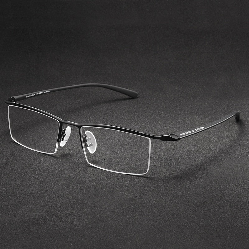 KatKani Men's Semi Rim Titanium Alloy Frame Eyeglasses P8190 Semi Rim KatKani Eyeglasses   