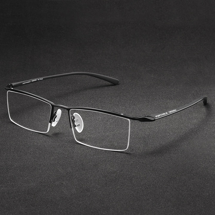 KatKani Men's Semi Rim Titanium Alloy Frame Eyeglasses P8190 Semi Rim KatKani Eyeglasses   