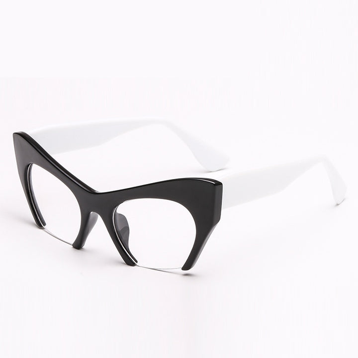 CCSpace Unisex Semi Rim Cat Eye Resin Frame Eyeglasses 45292 Semi Rim CCspace C6White-Leg  