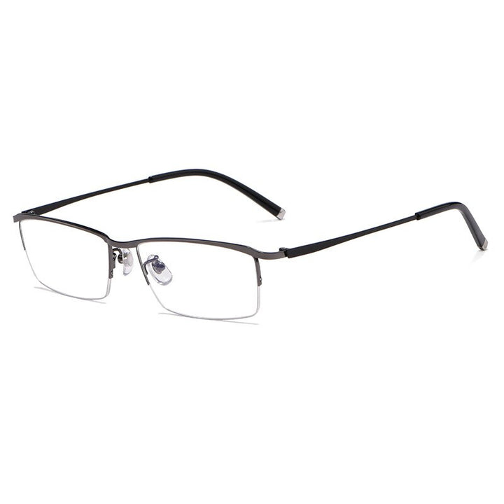 KatKani Men's Semi Rim Rectangular Alloy Frame Eyeglasses Z17003 Semi Rim KatKani Eyeglasses Gun  