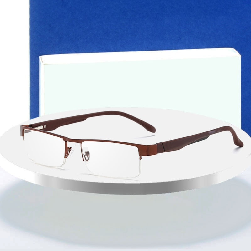 Hotochki Men's Semi Rim Alloy Frame Non Spherical Lens Reading Glasses 131 Reading Glasses Hotochki   