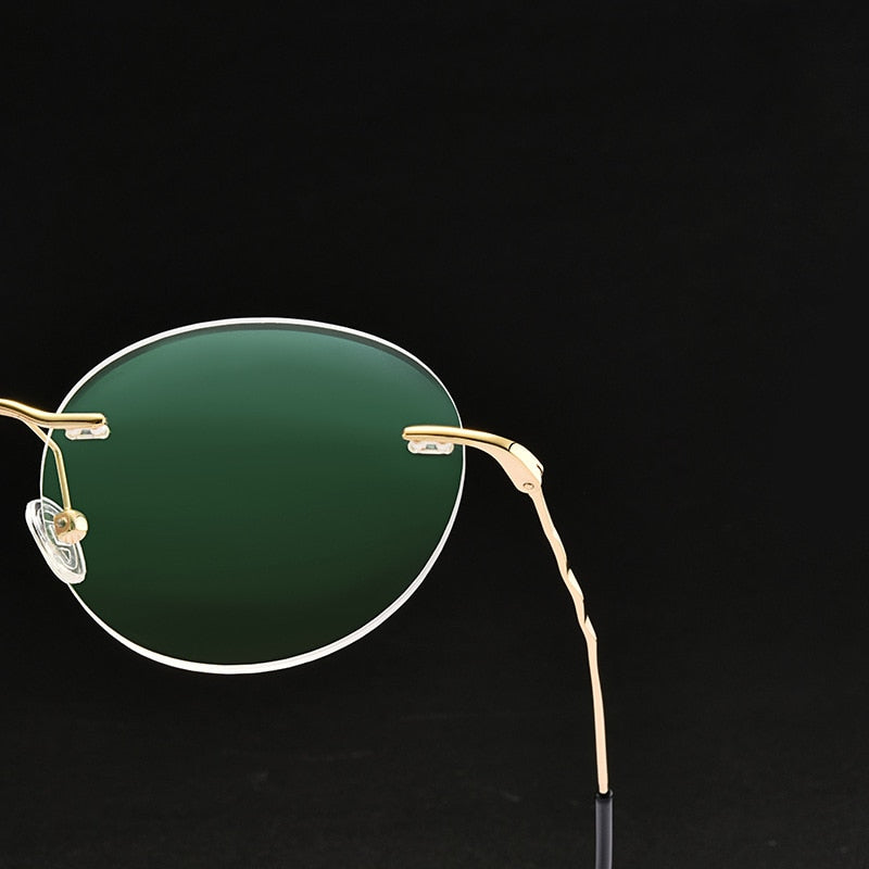 Unisex Eyeglasses Titanium Alloy Rimless Glasses Ultralight Round S7057 Rimless Gmei Optical   