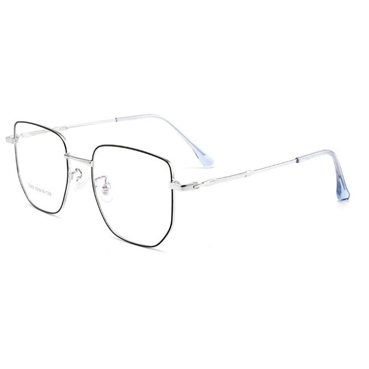 Hotony Unisex Full Rim Square Alloy Frame Spring Hinge Eyeglasses D882 Full Rim Hotony Black Silver  