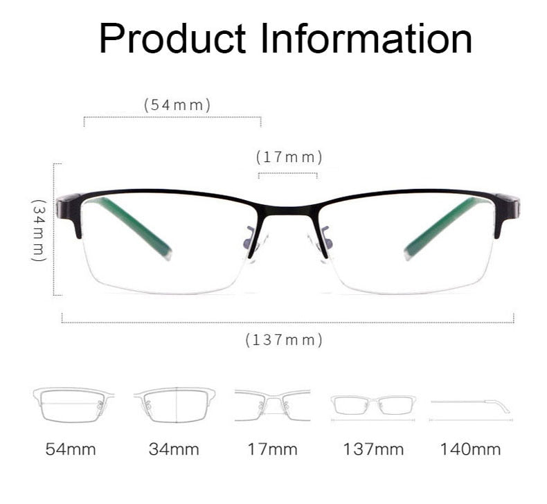 Hotochki Men's Semi Rim Rectangular Alloy Frame Eyeglasses 3095 Semi Rim Hotochki   