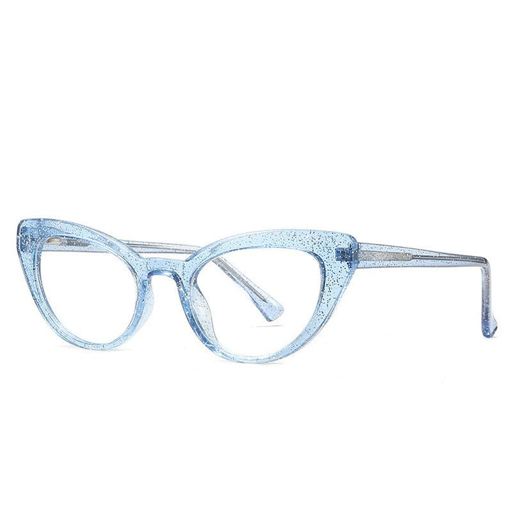 Women's Cat Eye Acetate Frame Eyeglasses Model 2012 Frame Chashma Blue  