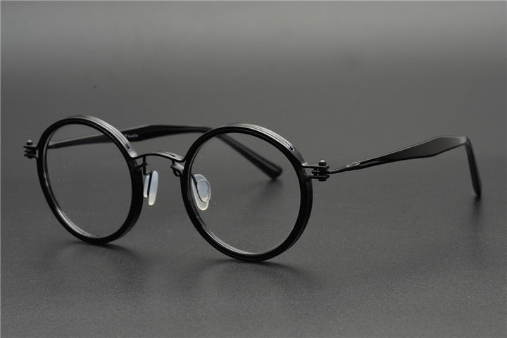 Muzz Men's Full Rim Round Titanium Acetate Frame Eyeglasses G15 Full Rim Muzz C1  