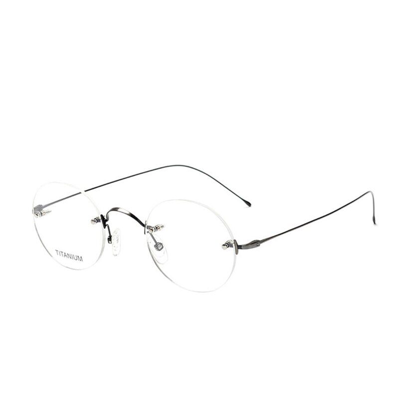 Men's Rimless Titanium Frame Round Reading Glasses Reading Glasses Yujo China 0 C2