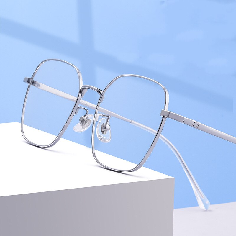 KatKani Unisex Full Rim Polygonal IP Titanium Frame Eyeglasses K32227 Full Rim KatKani Eyeglasses   