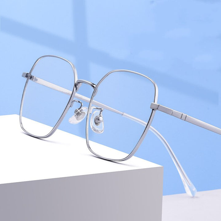 KatKani Unisex Full Rim Polygonal IP Titanium Frame Eyeglasses K32227 Full Rim KatKani Eyeglasses   