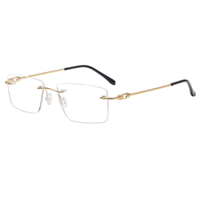 Aissuarvey Rimless Rectangular Lens Titanium Frame Men's Eyeglasses Rimless Aissuarvey Eyeglasses Gold  