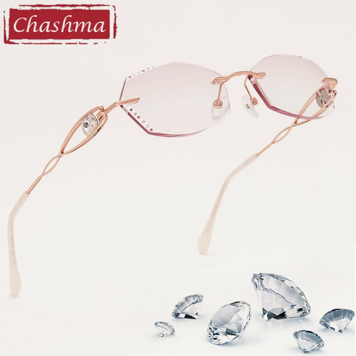 Women's Alloy Frame Tinted Lens Rimless Eyeglasses 88022 Rimless Chashma   