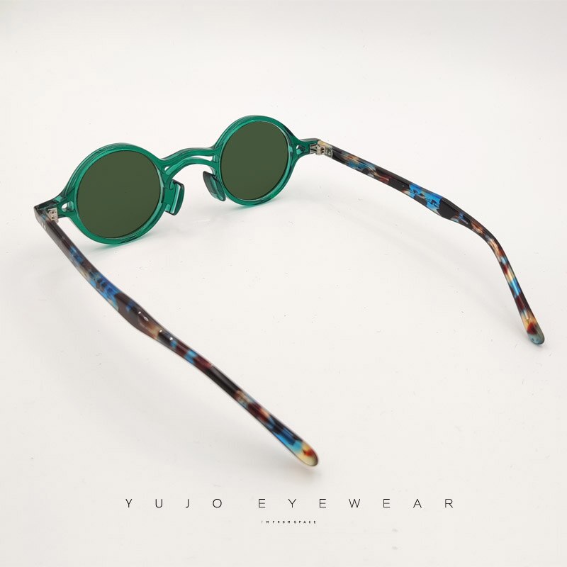 Men's Acetate Plate Frame Round Polarized Sunglasses Customizable Lenses Sunglasses Yujo   