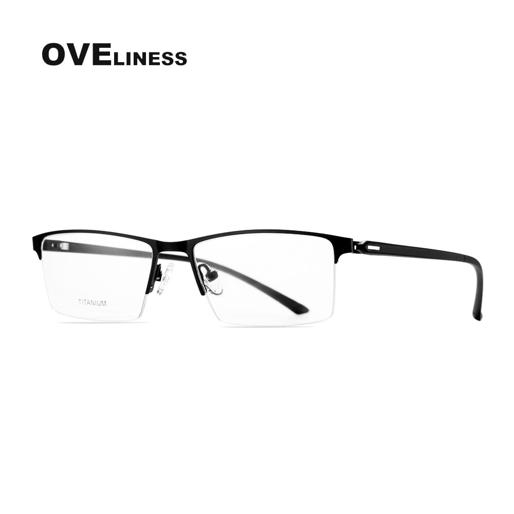 Oveliness Men's Semi Rim Square Titanium Alloy Eyeglasses 8838 Semi Rim Oveliness black  