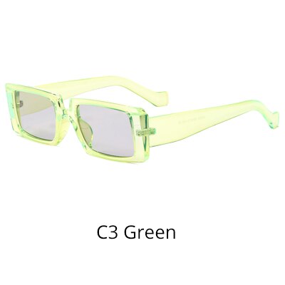 Ralferty Women's Sunglasses Small Rectangular W95060-1 Sunglasses Ralferty C3 Green China As picture