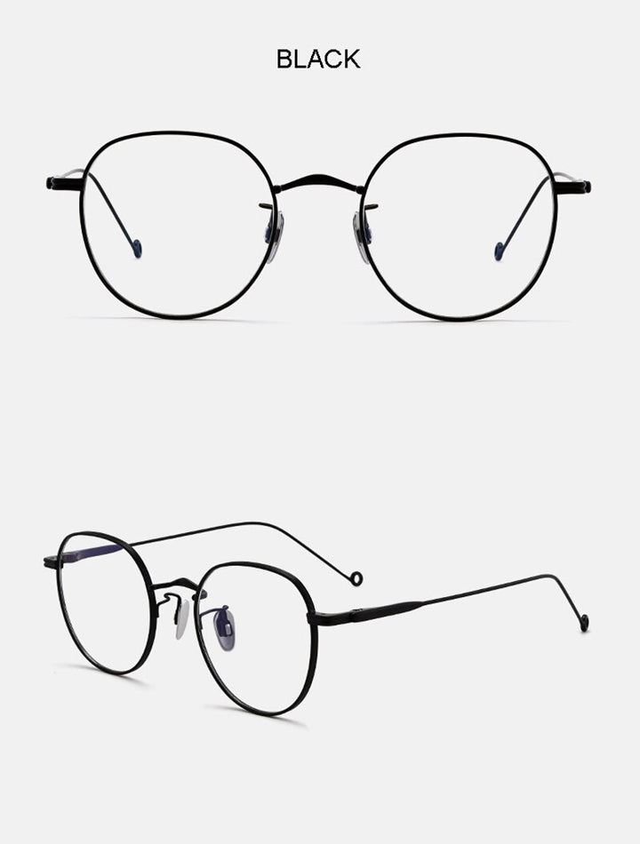 Aissuarvey Round Full Rim Titanium Frame Eyeglasses Unisex Full Rim Aissuarvey Eyeglasses   